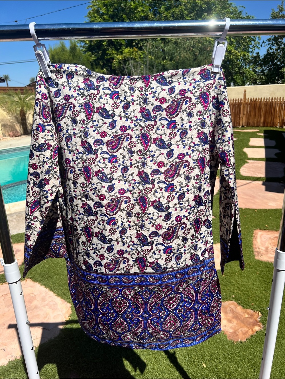 Rose & Olive Paisley Tunic with Blue & Purple Accents - Picture 2 of 3